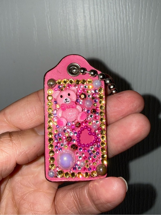 Coach Handbags - Coach Pink Bedazzled Teddy Bear Key Charm